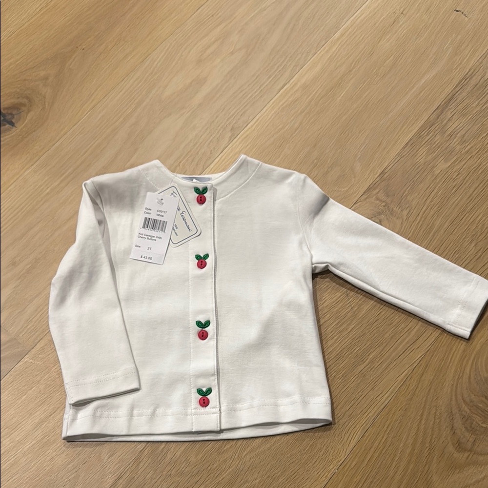 Cherry Button White Kids Top